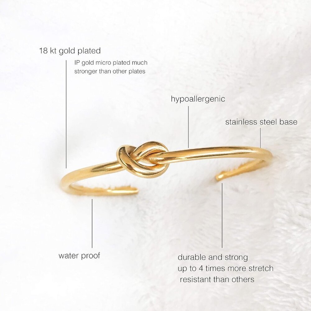 Cuff Bangle Gold Bracelets for Women | Tie The Knot Love Bracelet for Bridesmaid - Picture 6 of 6